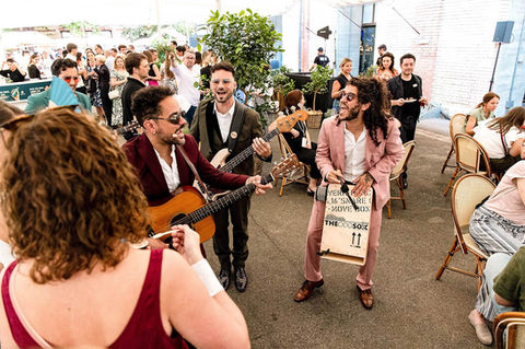The Odd Sox International performing at a wedding